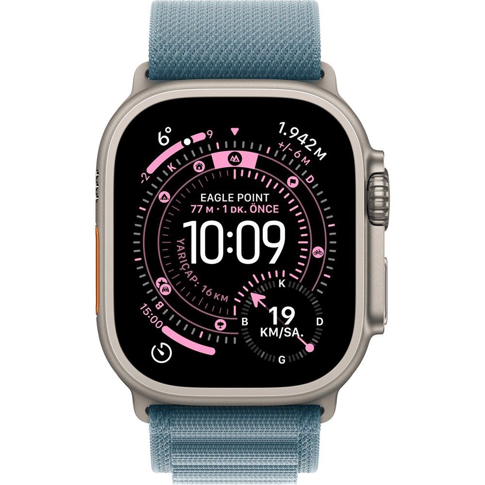 Apple Watch Ultra 3 GPS + Cellular 49 mm Natürel Titanyum Kasa Açık Mavi Alpine Loop Kordon Akıllı Saat
