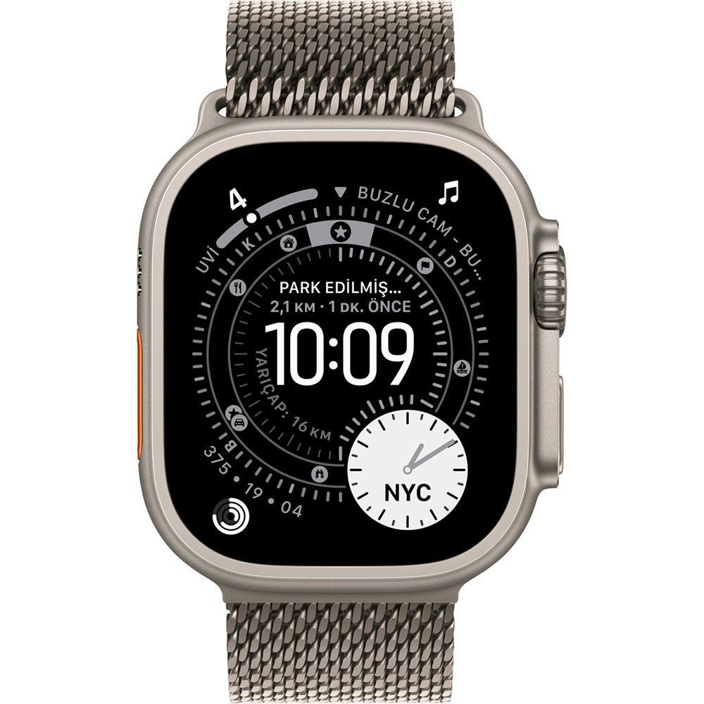 Apple Watch Ultra 3 GPS + Cellular 49 mm Natürel Titanyum Kasa Titanyum Milano Loop Kordon Akıllı Saat