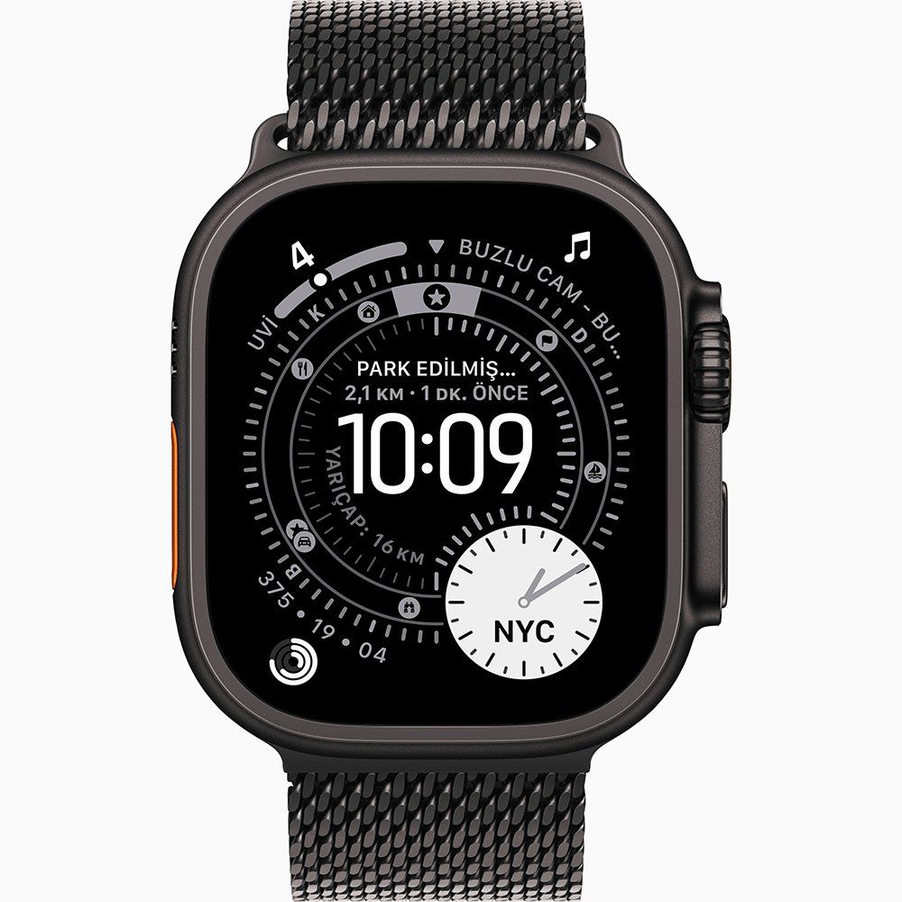 Apple Watch Ultra 3 GPS + Cellular 49 mm Siyah Titanyum Kasa Siyah Titanyum Milano Loop Kordon Akıllı Saat