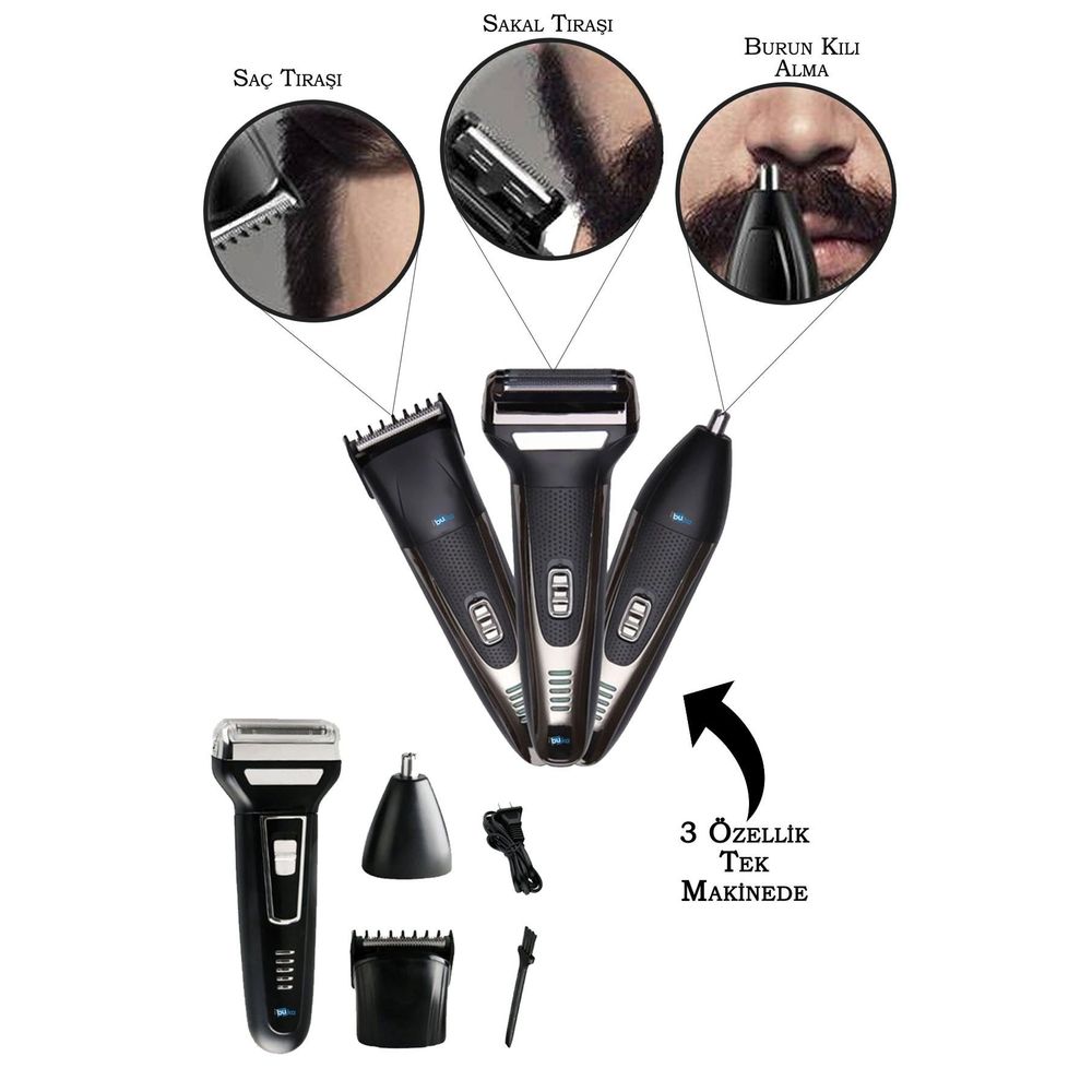 Sarjli Sac Sakal Tiras Makinesi Burun Kili Alma 3 Baslikli Set Fiyatlari Sarjli Sac Sakal Tiras Makinesi Burun Kili Alma 3 Baslikli Set Fiyatlari