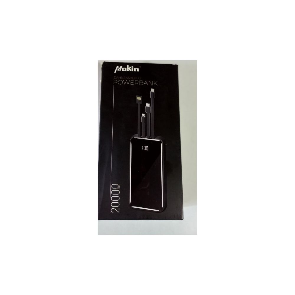 Aslantıc Mokın 20.000 mAh 3 Kablolu Siyah Powerbank
