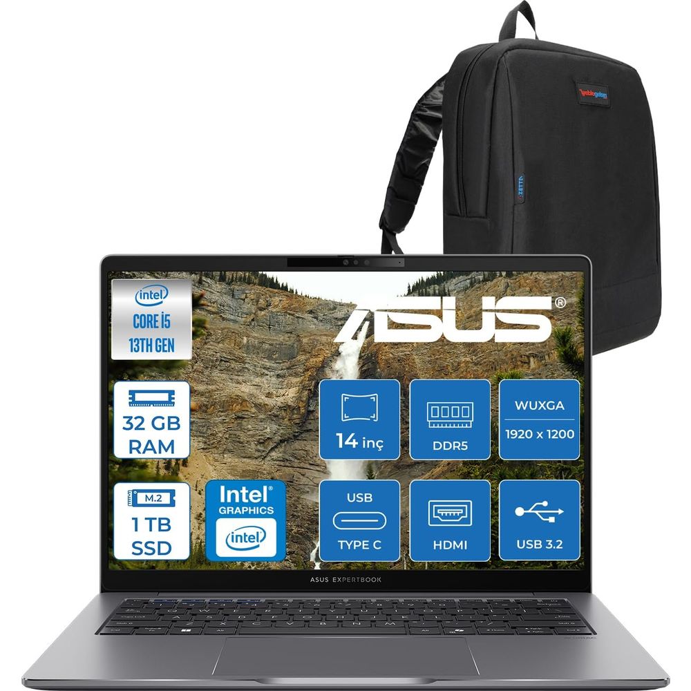 Asus ExpertBook P3 P3405CVA-I516512G1D i5-13420H 32GB RAM 1TB SSD FreeDOS 14 inç Laptop - Notebook