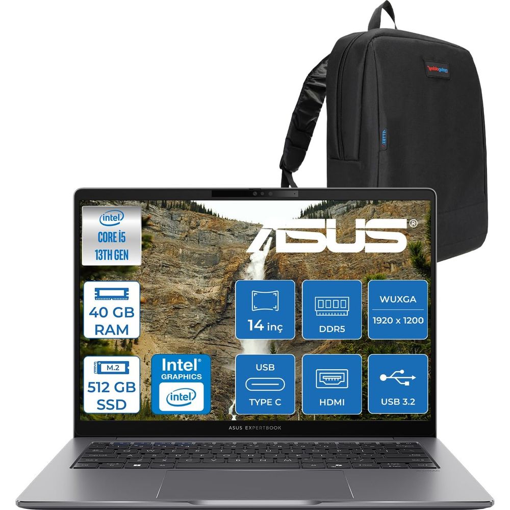 Asus ExpertBook P3 P3405CVA-I516512G1D i5-13420H 40GB RAM 512GB SSD FreeDOS 14 inç Laptop - Notebook