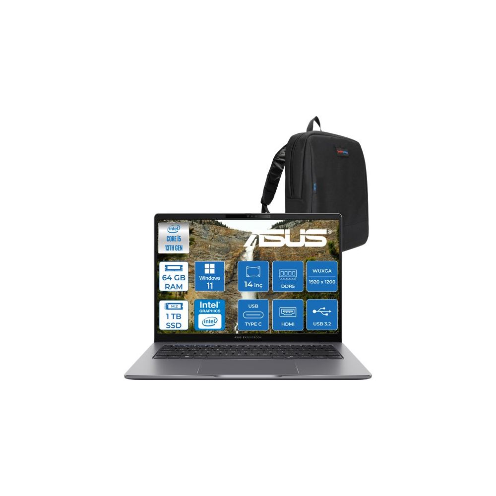 Asus ExpertBook P3 P3405CVA-I516512G1D i5-13420H 64GB RAM 1TB SSD Windows 11 Home 14 inç Laptop