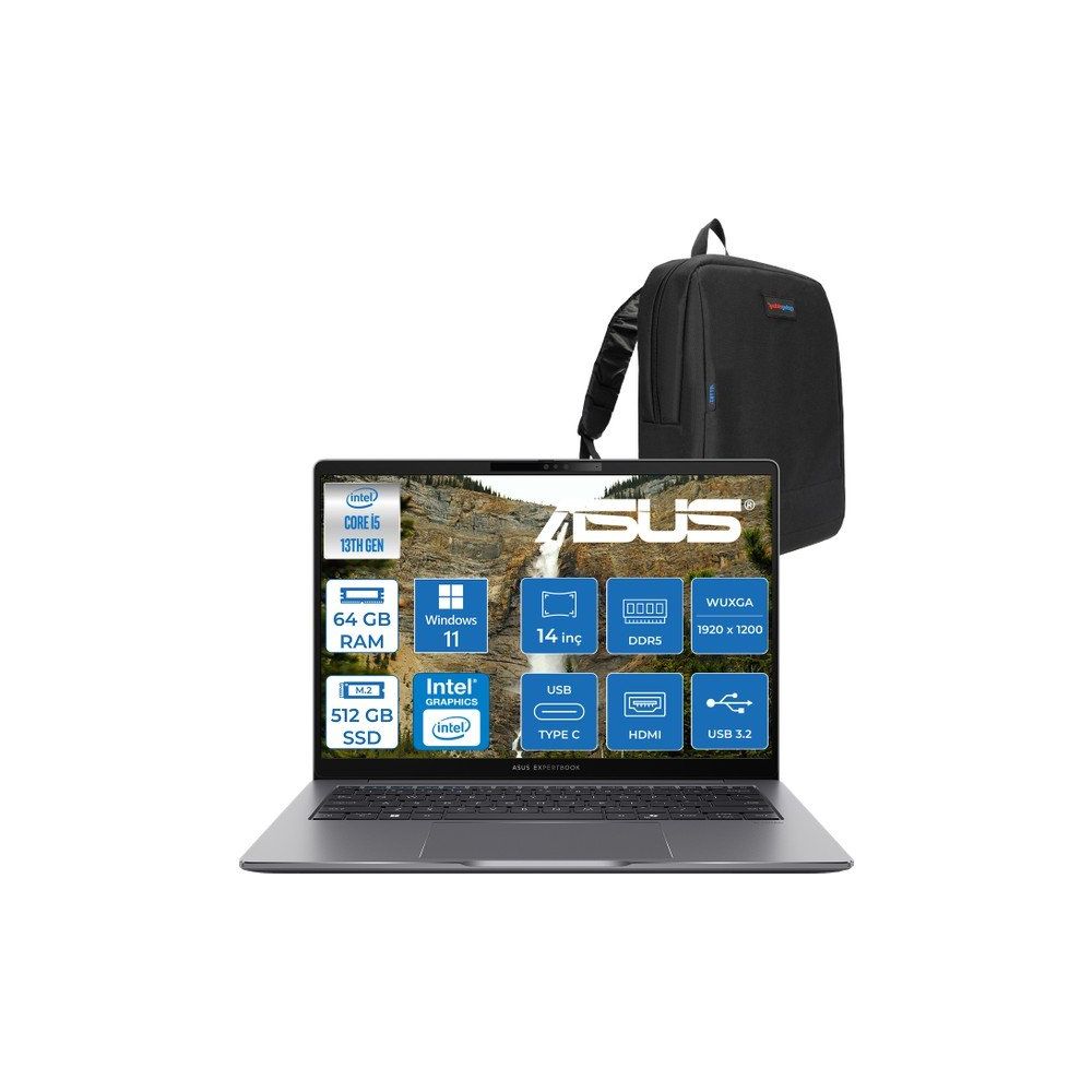 Asus ExpertBook P3 P3405CVA-I516512G1D i5-13420H 64GB RAM 512GB SSD Windows 11 Pro 14 inç Laptop - Notebook
