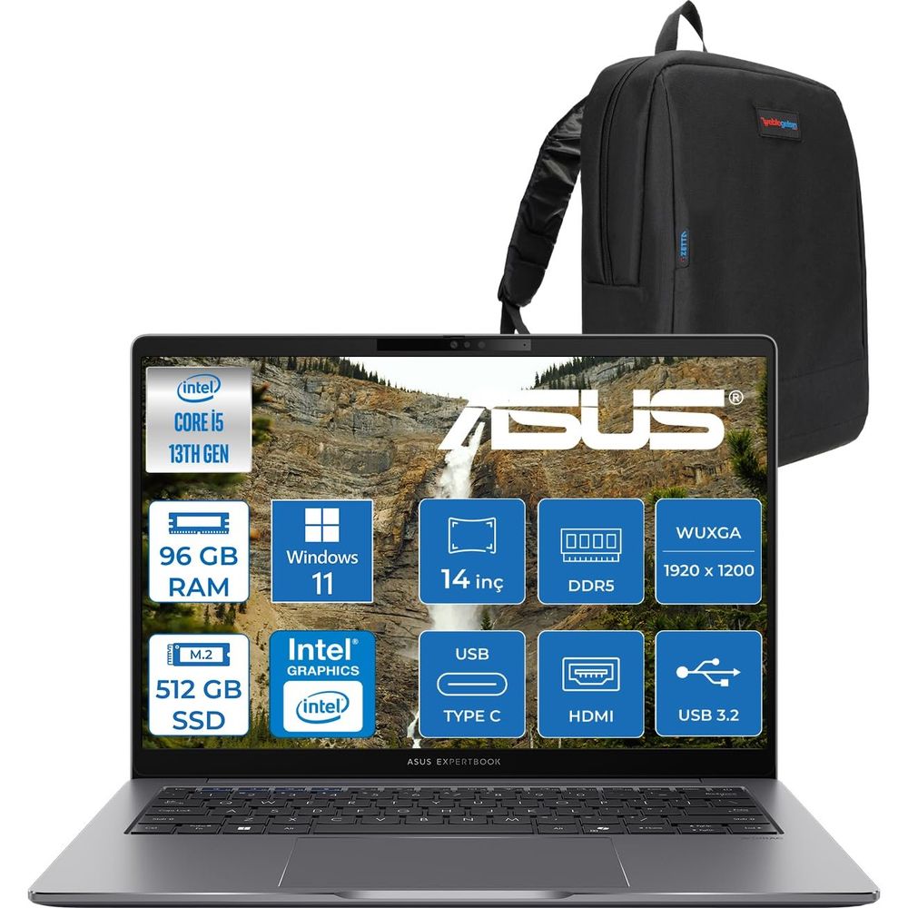 Asus ExpertBook P3 P3405CVA-I516512G1D i5-13420H 96GB RAM 512GB SSD Windows 11 Home 14 inç Laptop