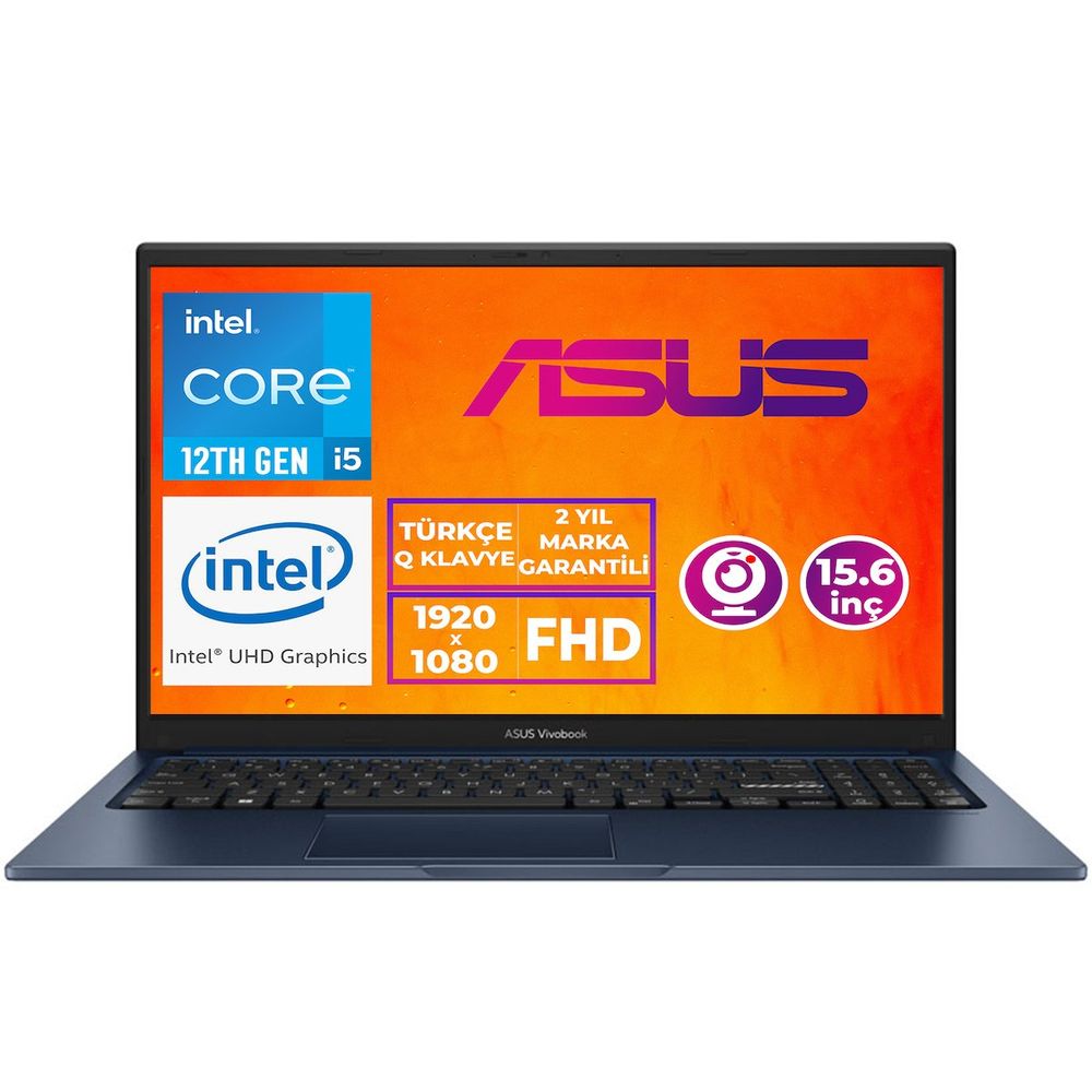 Asus Vivobook 15 X1504ZA-NJ1020 012 i5-1235U 8GB RAM 512GB SSD Windows 11 Pro 15.6 inç Laptop - Notebook