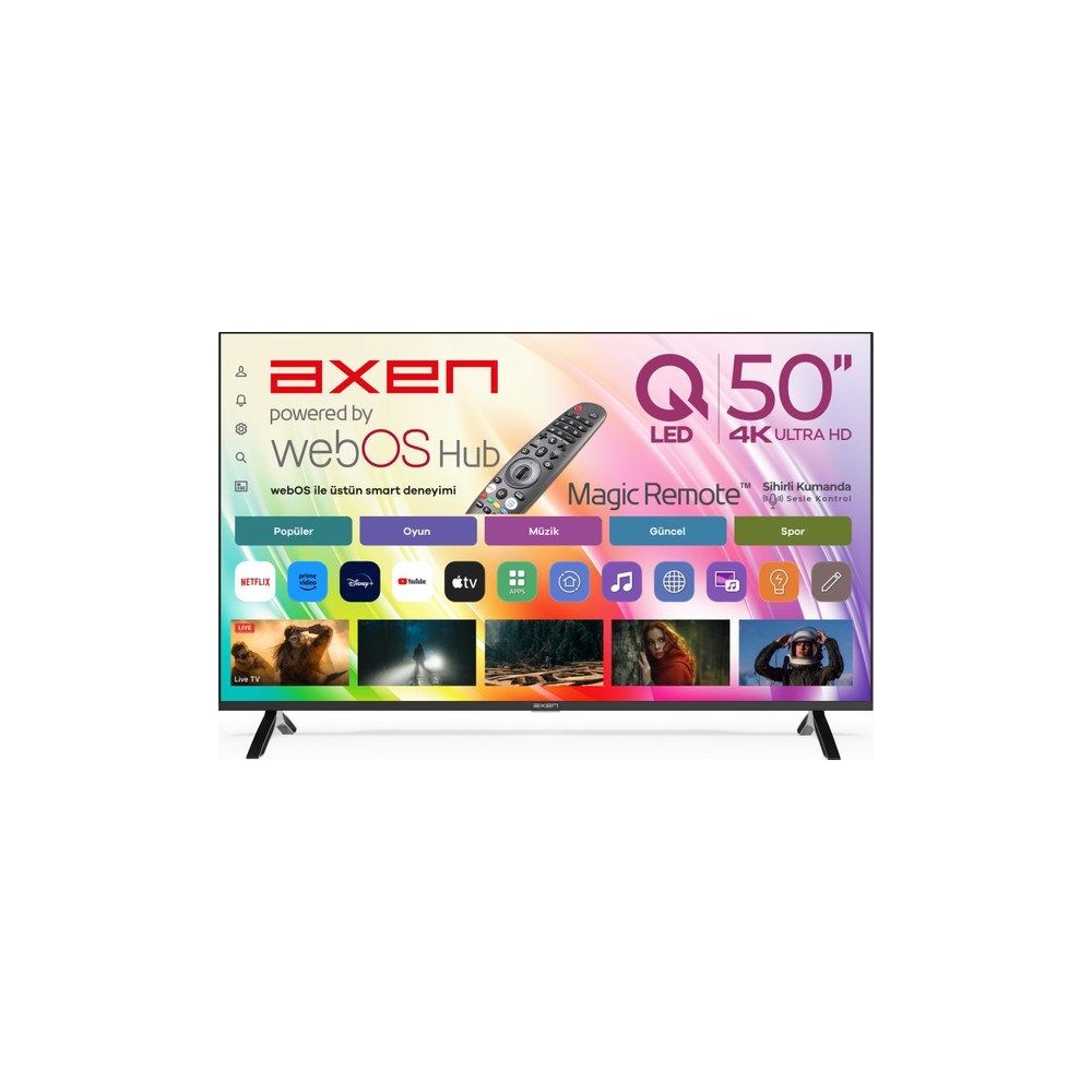 Axen AX50QMN252 50 inç 126 Ekran 4K Ultra HD WebOS QLED TV Fiyatları