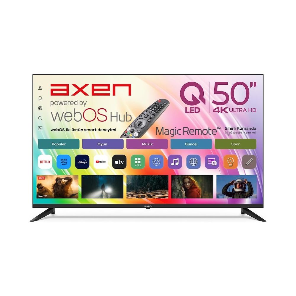 Axen AX50QUPRL-W02M 50 inç 126 Ekran 4K Ultra HD WebOS QLED TV