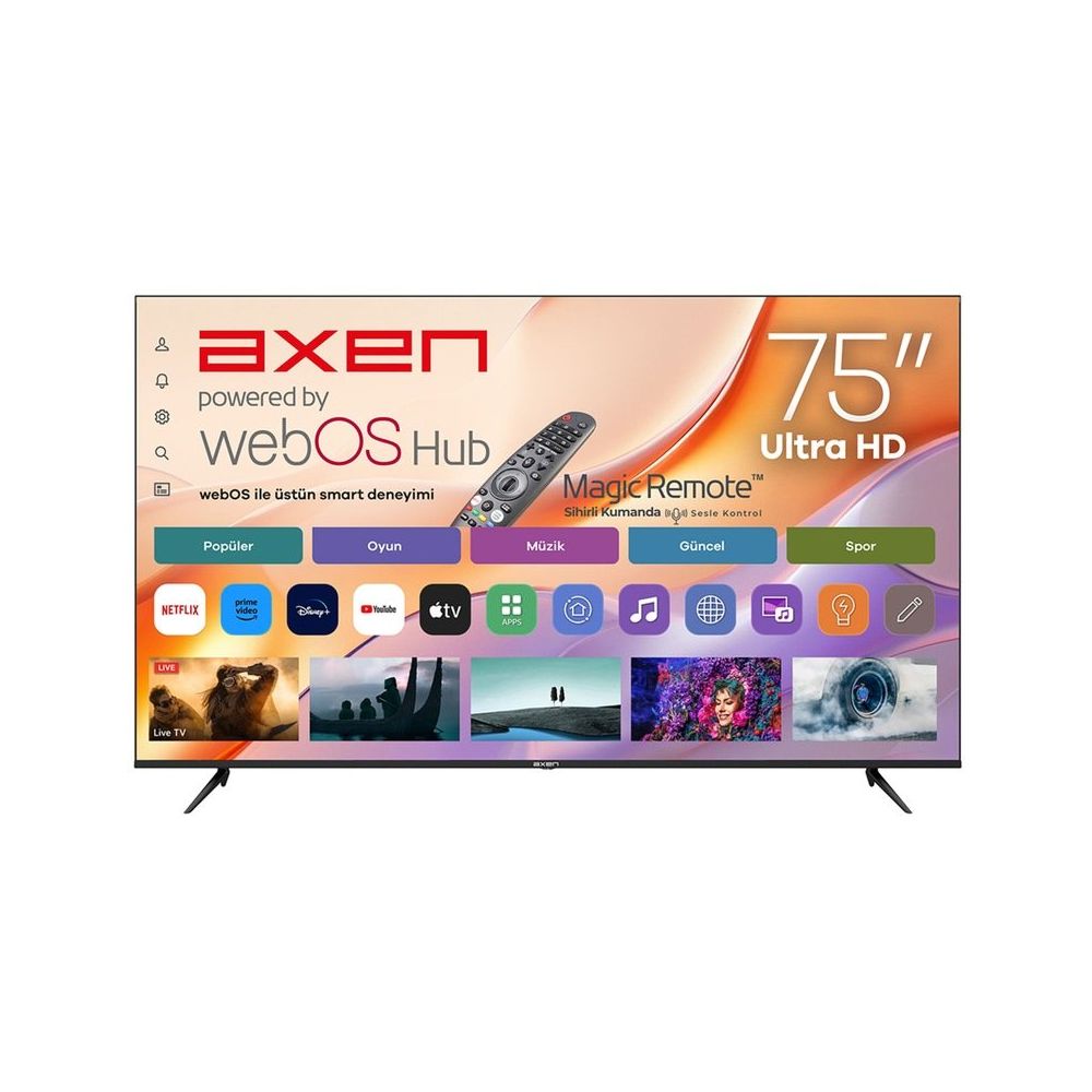 Axen AX75LEDM-W02M 75 inç 190 Ekran 4K Ultra HD WebOS LED TV