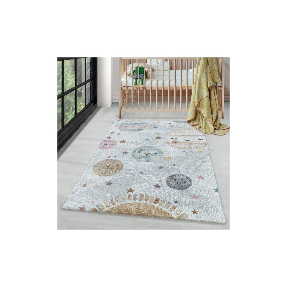 ayyildiz uzay dunya gunes temali beyaz 80x150 cm cocuk odasi hali fiyatlari