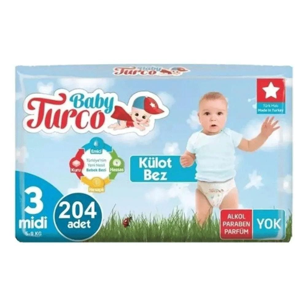 baby turco no 3 midi 204 adet kulot bebek bezi fiyatlari