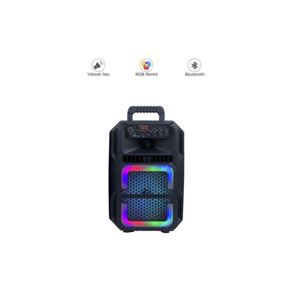 Başkent Tekno D25 RGB Işıklı Mikrofonlu Kumandalı Siyah Bluetooth Hoparlör