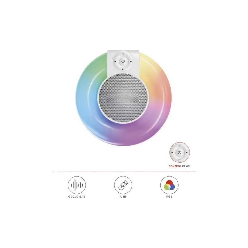 Başkent Tekno D65 Beyaz RGB Işıklı Kablosuz Bluetooth Hoparlör