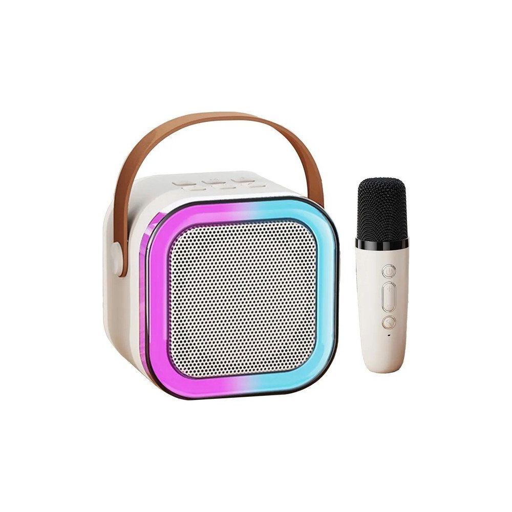 Başkent Tekno K12 Taşınabilir Kablosuz Mikrofonlu Karaoke Mini Bej Bluetooth Hoparlör