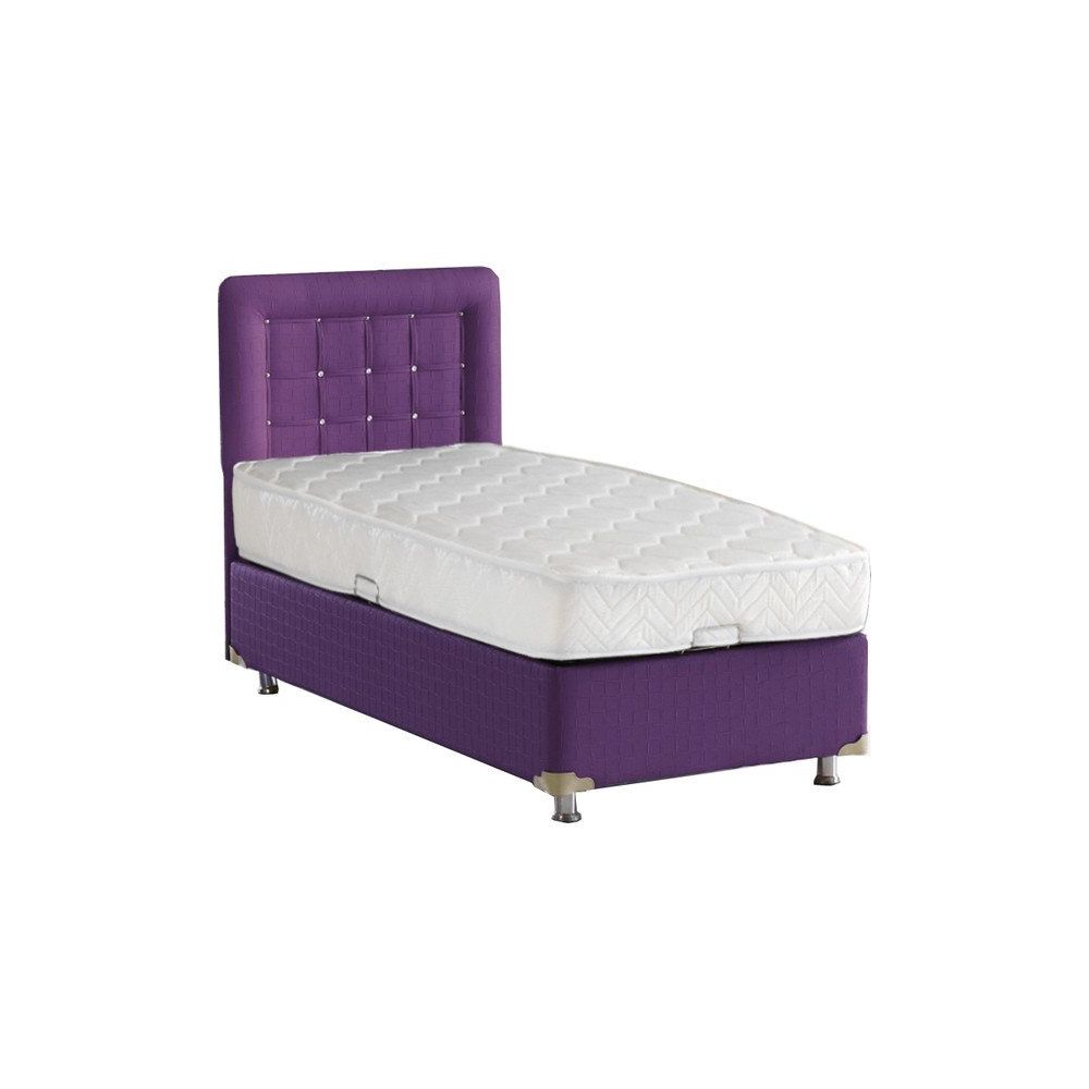 Belletto 90x190 Cm Tek Kisilik Sandikli Mor Deri Baza Mor Deri Baslik Palas Soft Yatak Seti Fiyatlari