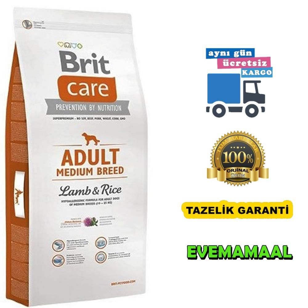 brit care adult medium lamb rice 12 kg kopek mamasi fiyatlari