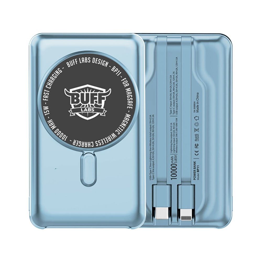 Buff BP11 Magsafe Dahili Kablolu 10.000 mAh Açık Mavi Powerbank