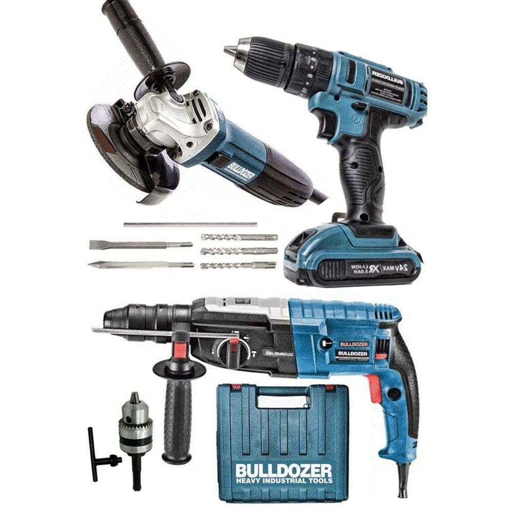 Bulldozer Süper 3 Makine Seti 24v Şarjlı Matkap + 3000w Kırıcı