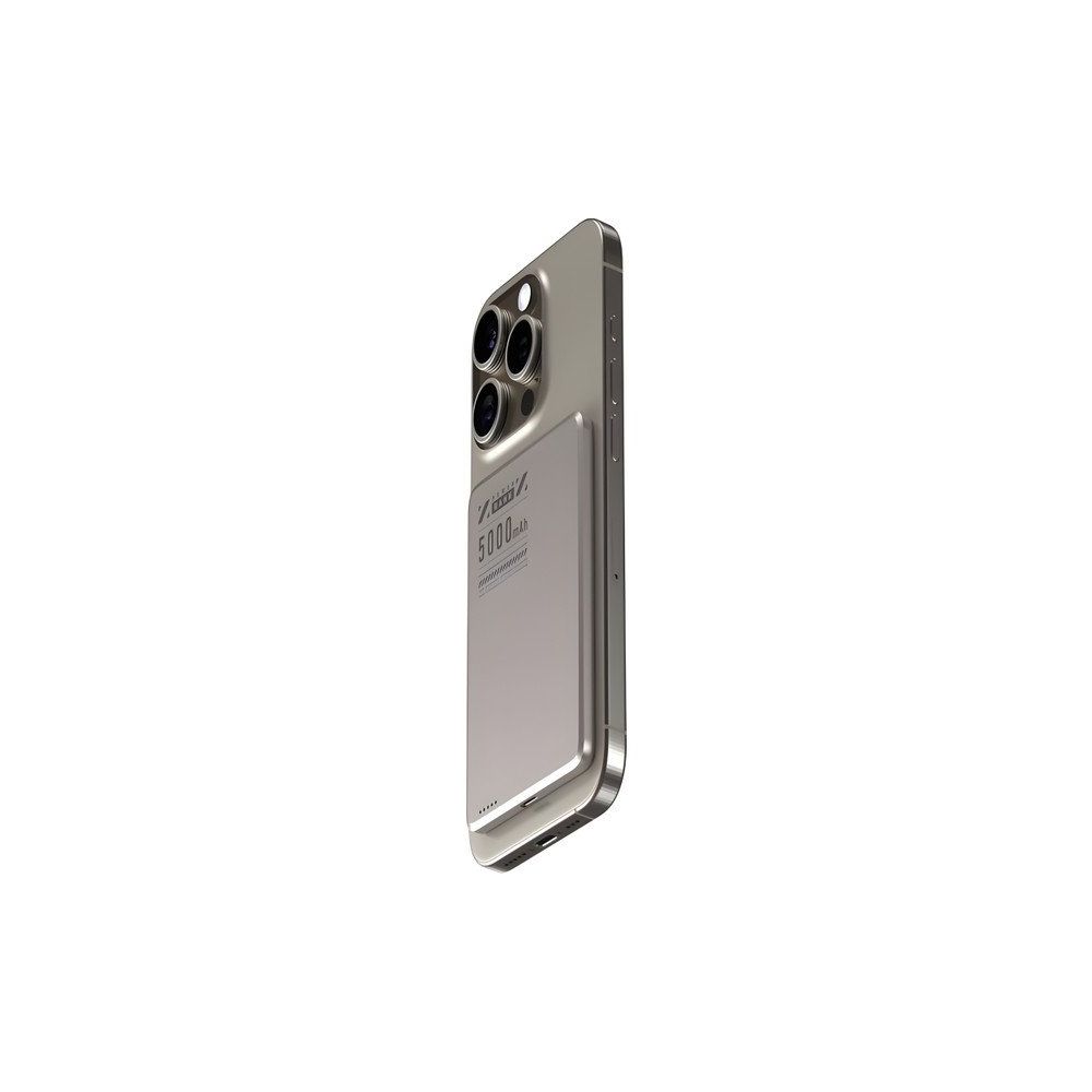 Çelikwork Quo Pro Aır 5.000 mAh Ultra Ince Kablosuz 15W Hızlı Şarj LED Tepe-C Girişli Wireless Gri Powerbank