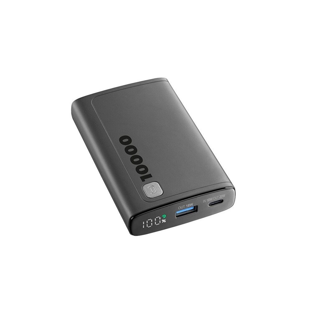 Cellular Line Elite Dijital Ekranlı PD 20W Hızlı Şarj 10.000 mAh Siyah Powerbank