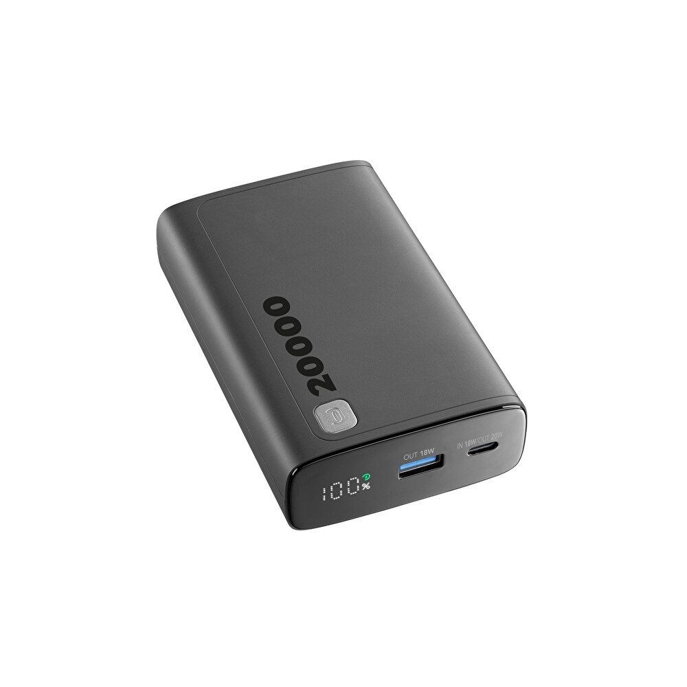 Cellular Line Elite Dijital Ekranlı PD 20W Hızlı Şarj 20.000 mAh Siyah Powerbank