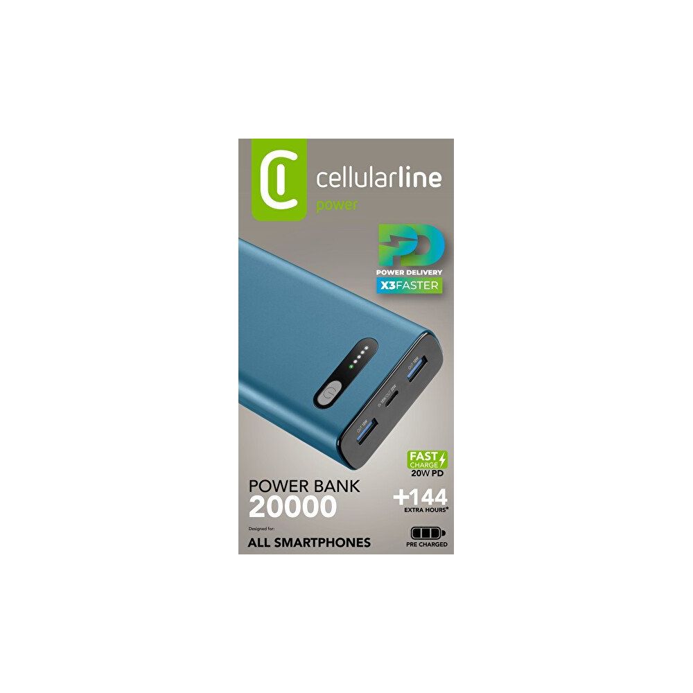 Cellular Line Pbfast01Pd20000G PD 20W Hızlı Şarj 20.000 mAh Yeşil Powerbank