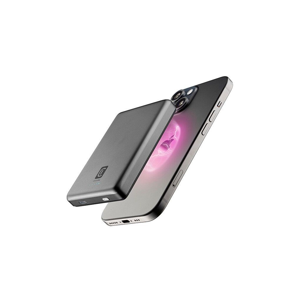 Cellular Line Pbmagslim10000Wird Ultra İnce Magsafe 10.000 mAh Koyu Gri Powerbank