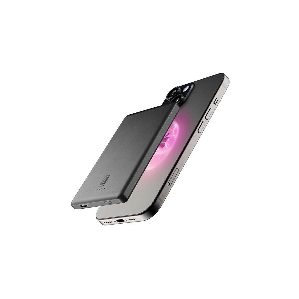 Cellular Line Pbmagslim5000Wird Ultra İnce Magsafe 5.000 mAh Koyu Gri Powerbank