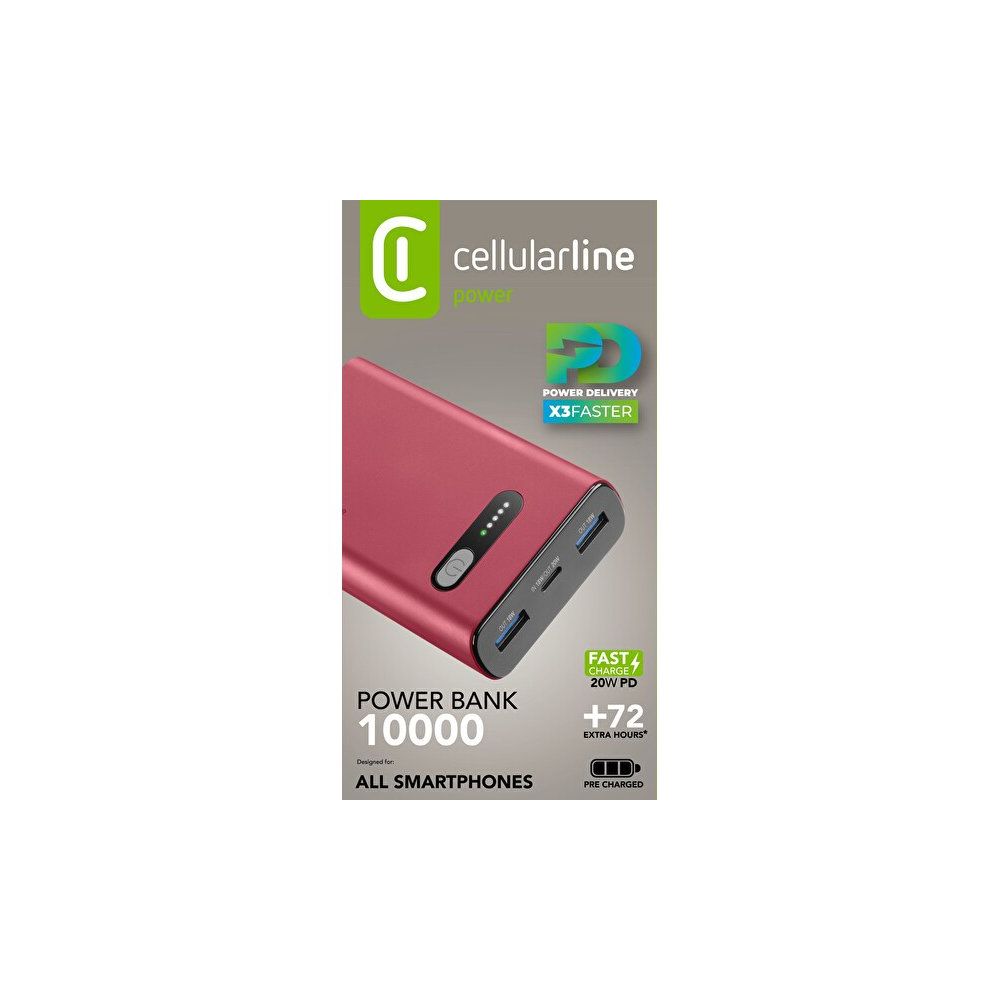 Cellular Line PD 20W Hızlı Şarj 10.000 mAh Kırmızı Powerbank