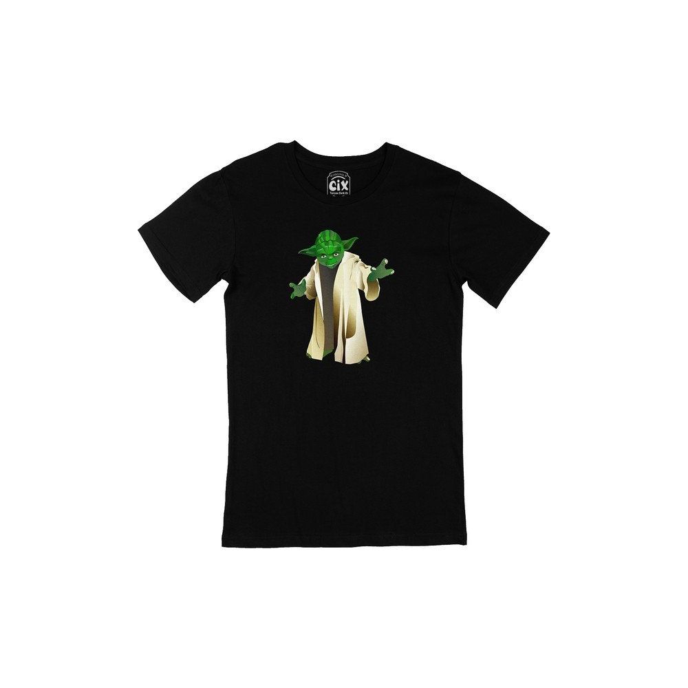 Cix Pelerinli Yoda Star Wars Baskılı Siyah Unisex T-shirt