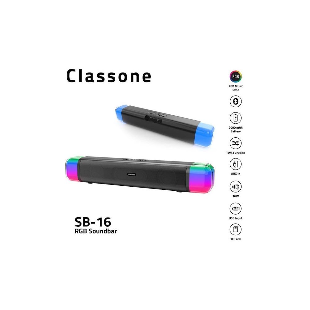 Classone SB-16 RGB Işık Bluetooth Soundbar Hoparlör