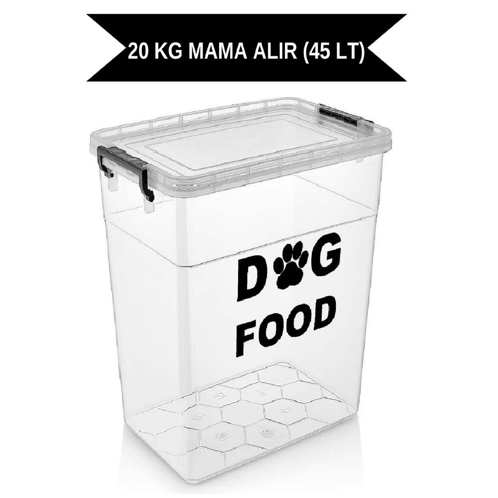DeemBro 20 kg Şeffaf Kapaklı BPA İçermez Köpek Maması Saklama Kabı