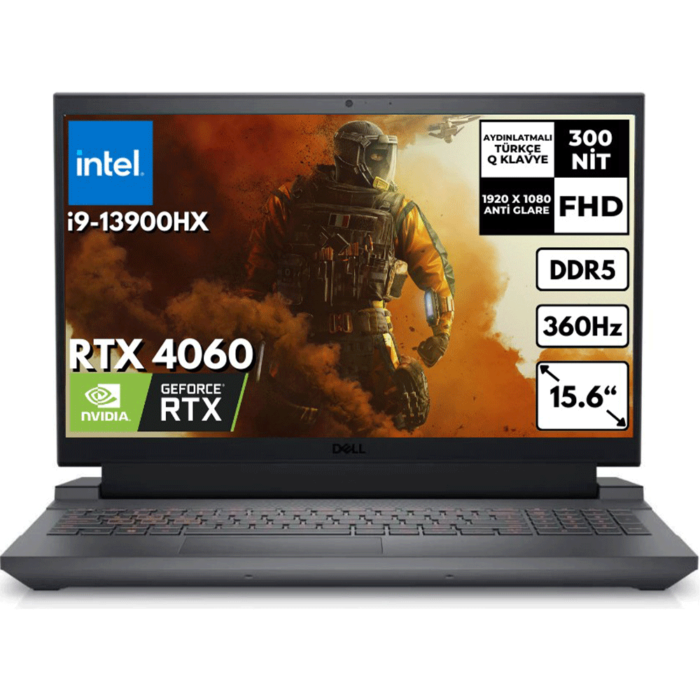 Dell G15 5530 G155530017U i9-13900HX 32GB RAM 2TB SSD RTX 4060 Ubuntu 15.6 inç Oyun Bilgisayarı