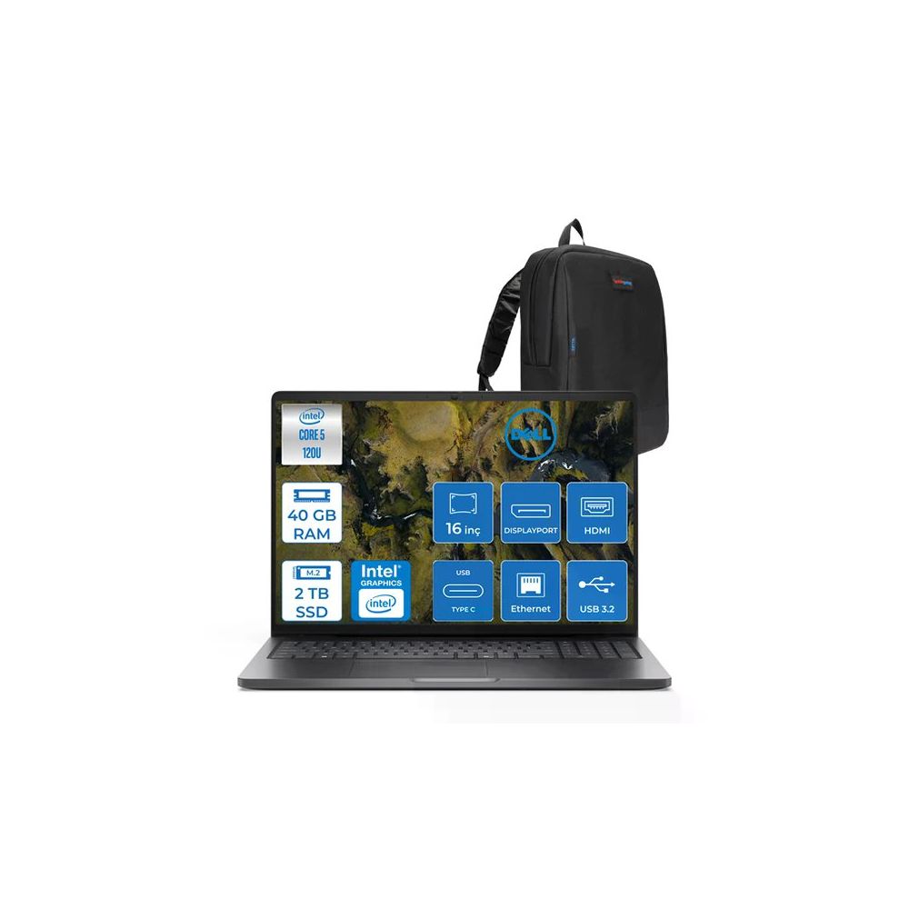 Dell Pro 16 XCTO XCTOPRO16-U-I5 i5-120U 40GB RAM 2TB SSD Ubuntu 16 inç Laptop