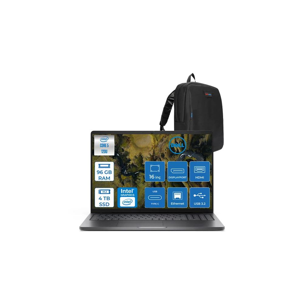 Dell Pro 16 XCTO XCTOPRO16-U-I5 i5-120U 96GB RAM 4TB SSD Ubuntu 16 inç Laptop