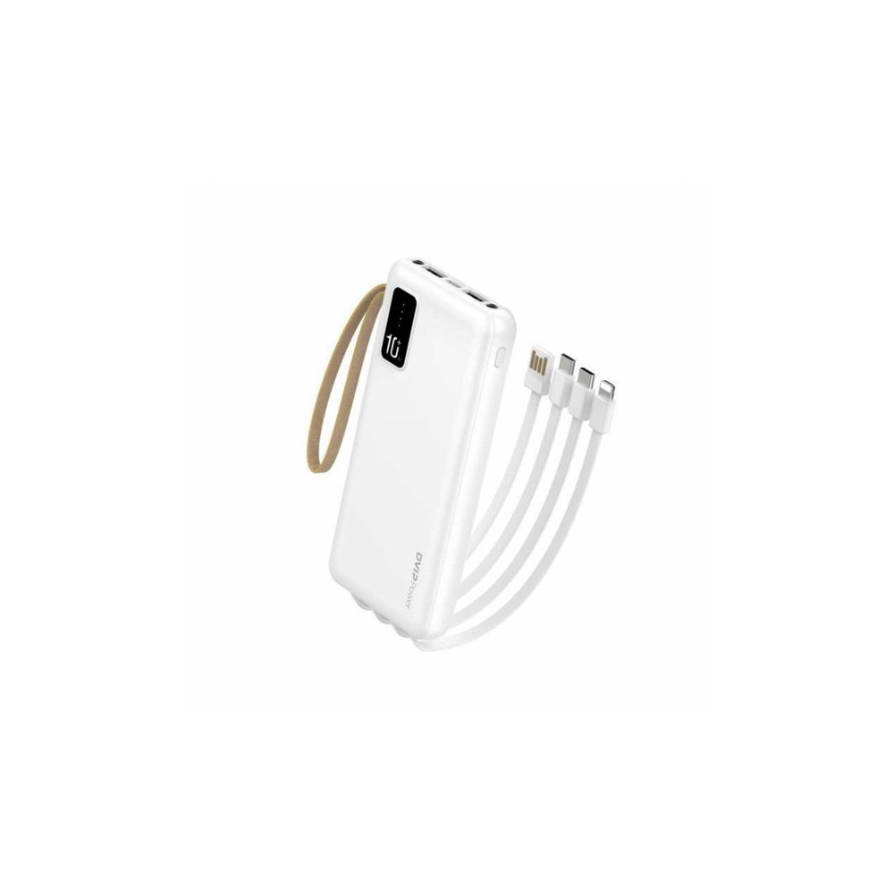 Dvip İP10 2xUsbA Type-C Micro Lightning Çıkışlı Led Göstergeli 10.000 mAh Beyaz Powerbank