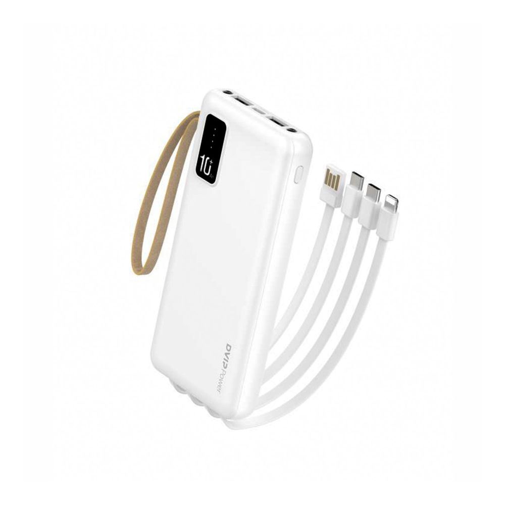 Dvip İp12 2Xusba Type-C Micro Lightning Çıkışlı Led Göstergeli 10.000 mAh Beyaz Powerbank