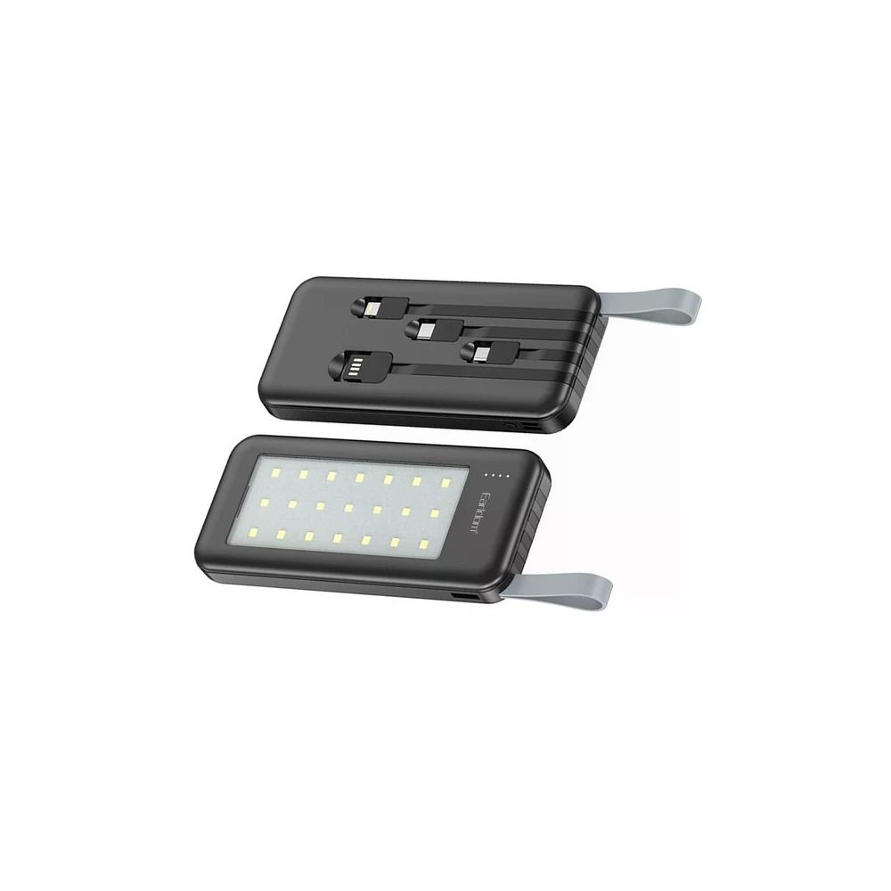 Earldom PB48 10.000 mAh 10W Led Işıklı 3in1 Dahili Kablolu Siyah Powerbank