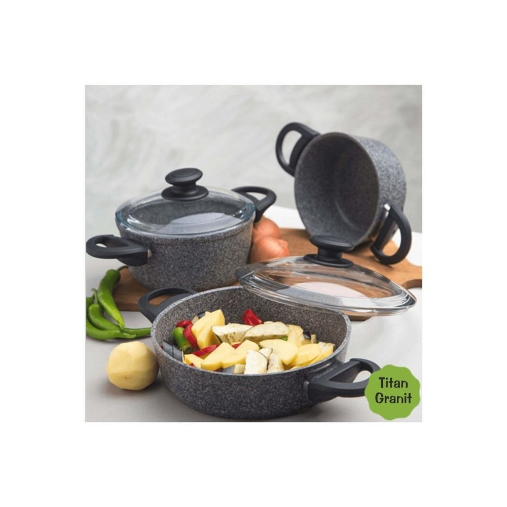 Emsan Midi Batterie de cuisine Granit Aventura Beige 3 pi/èces