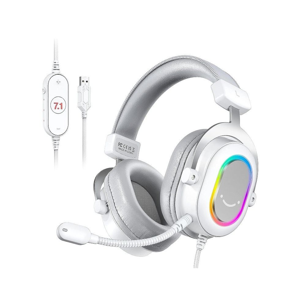 Fifine Ampligame H6 RGB 7.1 Mikrofonlu Beyaz Oyuncu Kulaklığı