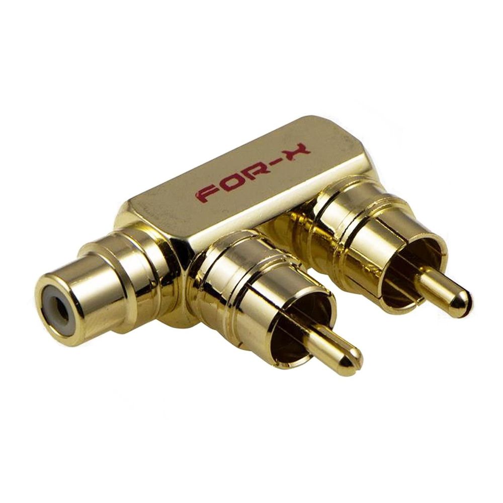 For-X XY-54T 2 RCA Erkek To 1 RCA Dişi Metal Gold Çevirici Jack