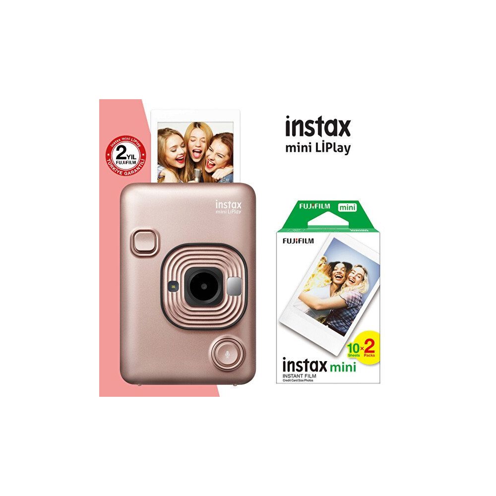 Fujifilm Instax Mini Liplay Hybrid Blush Gold Şipşak Fotoğraf Makinesi ve 20'li Mini Film