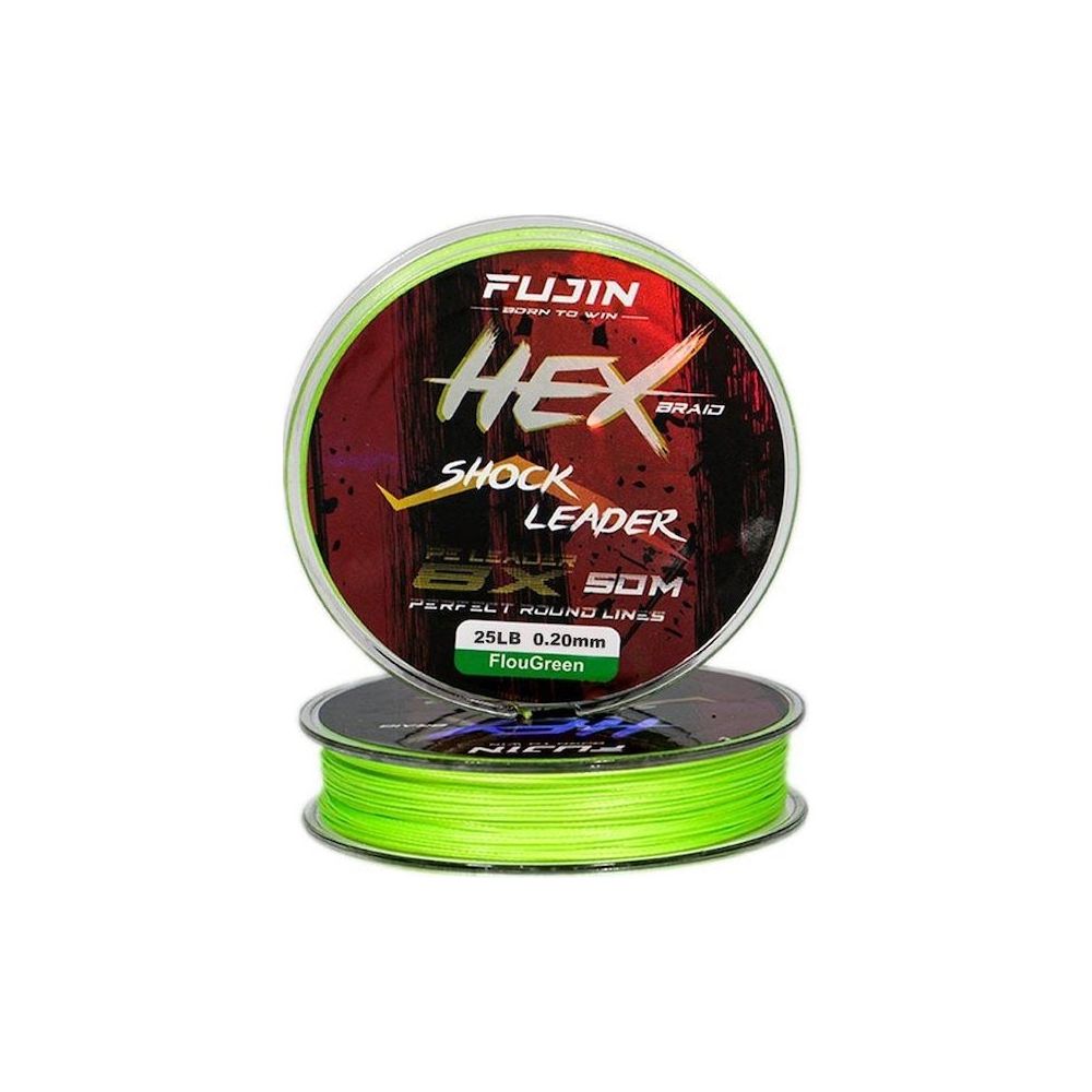 Fujin 25LB Hex Braid 8x50 mt 0.20 mm Fluo Green Pe İp Shock Leader