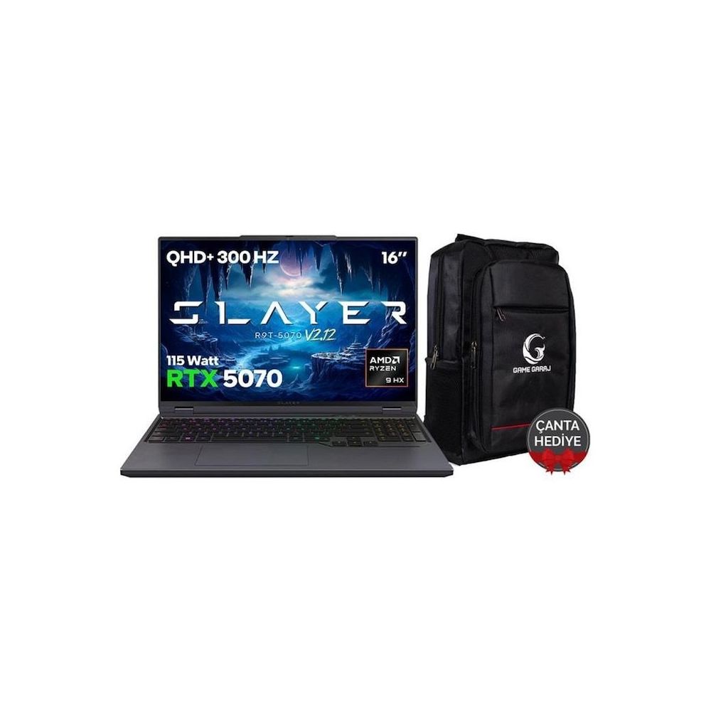 Game Garaj Slayer R9T-5070 V2.12 C3 Ryzen 9 8945HX 64GB RAM 2TB SSD RTX 5070 FreeDOS 16 inç Oyun Bilgisayarı