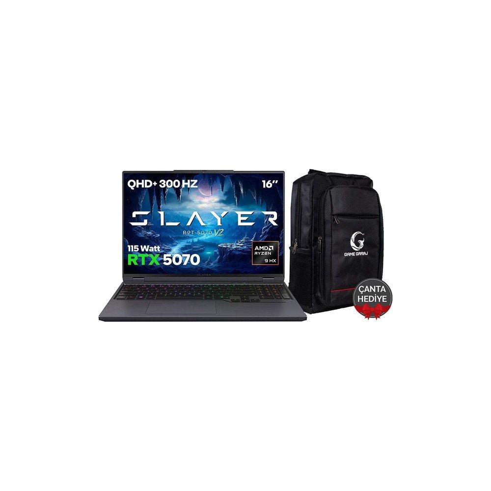 Game Garaj Slayer R9T-5070 V2 C7 Ryzen 9 8945HX 16GB RAM 1TB SSD RTX 5070 FreeDOS 16 inç Oyun Bilgisayarı