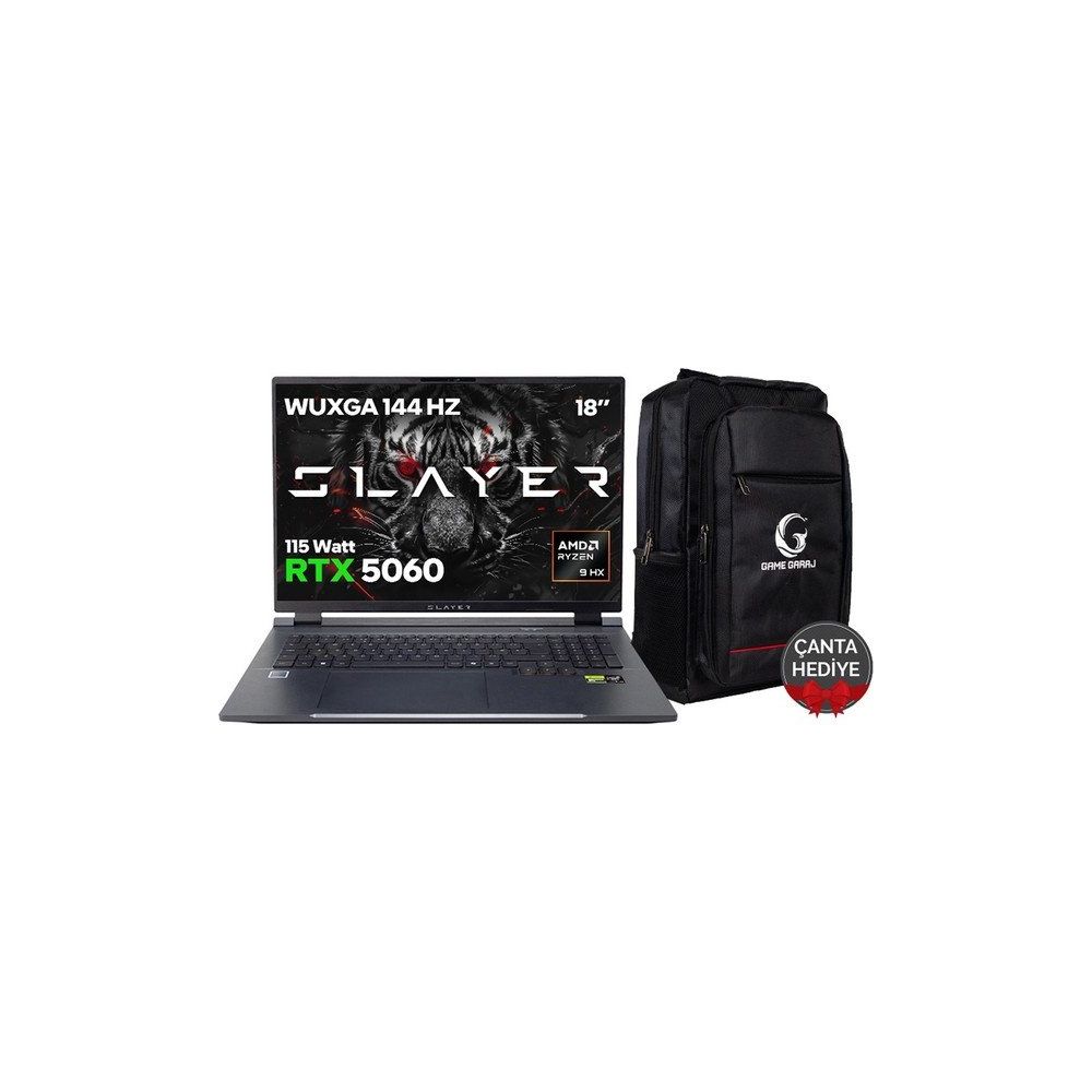 Game Garaj Slayer R9T XL-5060 C1 Ryzen 9 8945HX 32GB RAM 1TB SSD RTX 5060 FreeDOS 18 inç Oyun Bilgisayarı