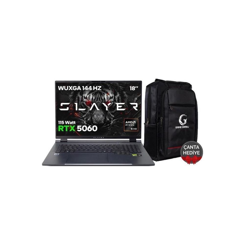Game Garaj Slayer R9T XL-5060 C2 Ryzen 9 8945HX 32GB RAM 2TB SSD RTX 5060 FreeDOS 18 inç Oyun Bilgisayarı