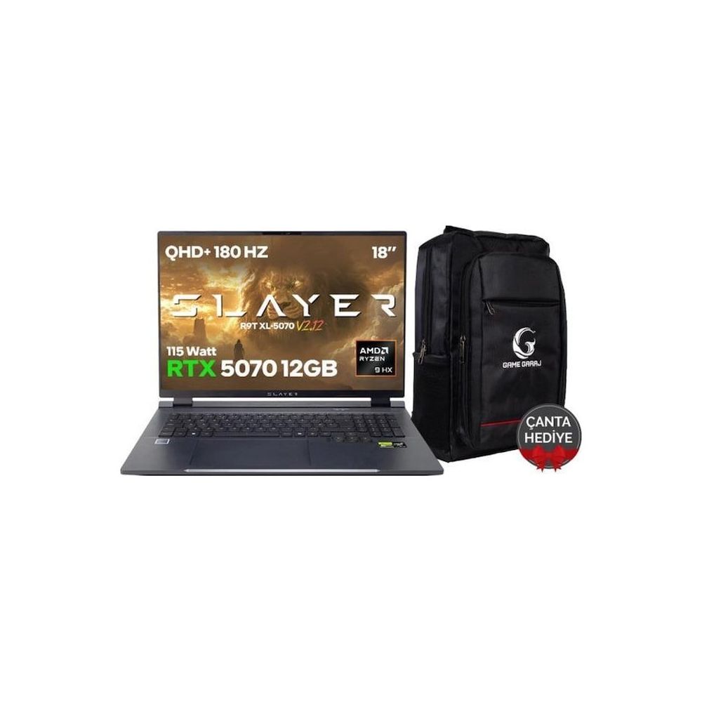 Game Garaj Slayer R9T XL-5070 V2.12 C2 Ryzen 9 8945HX 32GB RAM 2TB SSD RTX 5070 FreeDOS 18 inç Oyun Bilgisayarı