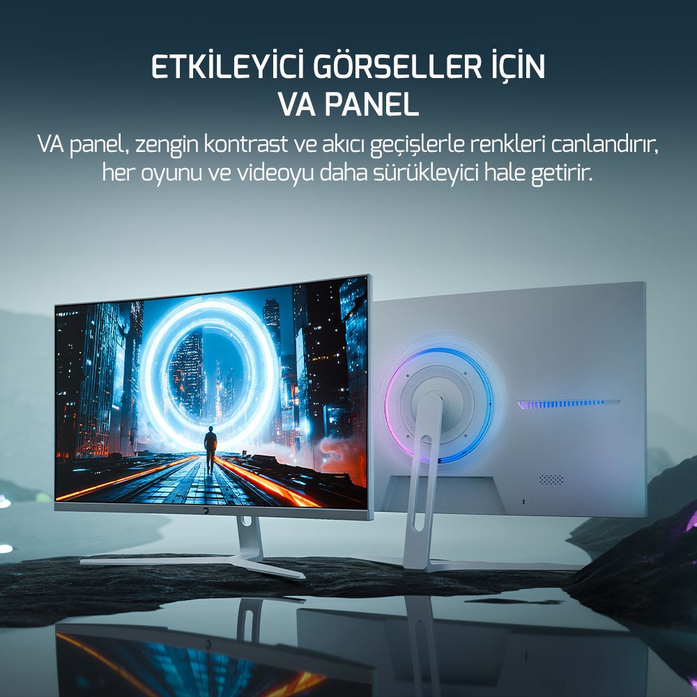 GamePower Vivid V60 Beyaz 27 inç 240Hz 0.5ms VA Curved Oyuncu